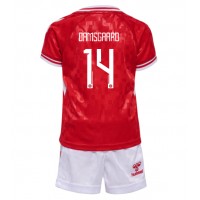 Echipament fotbal Danemarca Mikkel Damsgaard #14 Tricou Acasa European 2024 pentru copii maneca scurta (+ Pantaloni scurti)